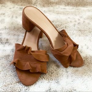 Loeffler Randall Vera Ruffle Suede Slide Heel 7.5